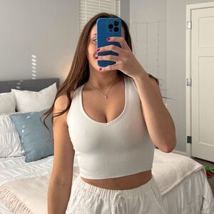 White Ribbed Women's Top